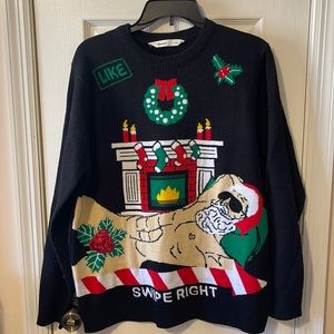 Funny “swipe right” ugly Christmas sweater